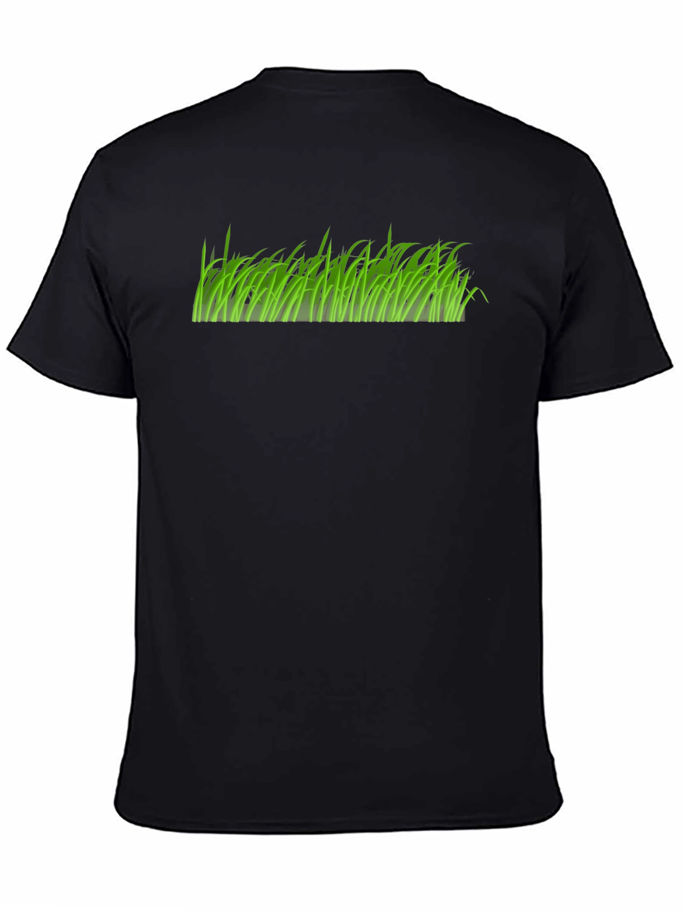 Green Grass Graphic Print Black T-Shirt