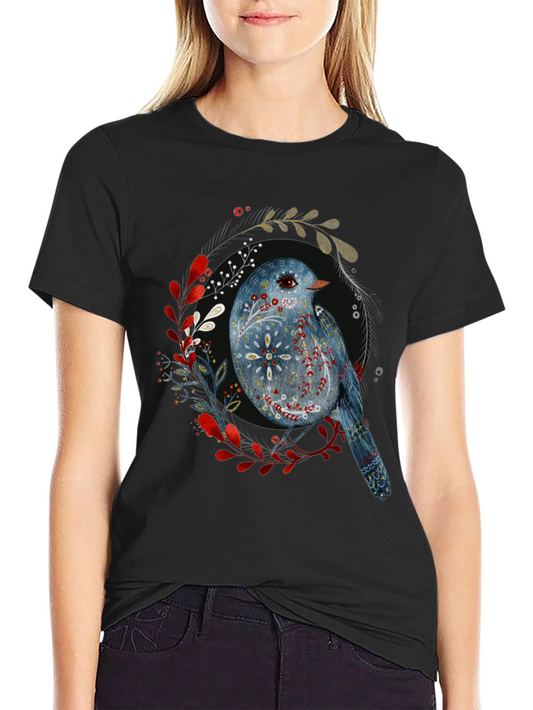 Artistic Bird Graphic T-Shirt