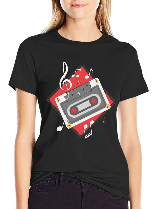 Retro Cassette Tape Music T-Shirt - Black
