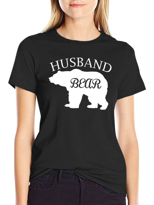 Husband Bear Graphic Tee - Black Cotton Blend