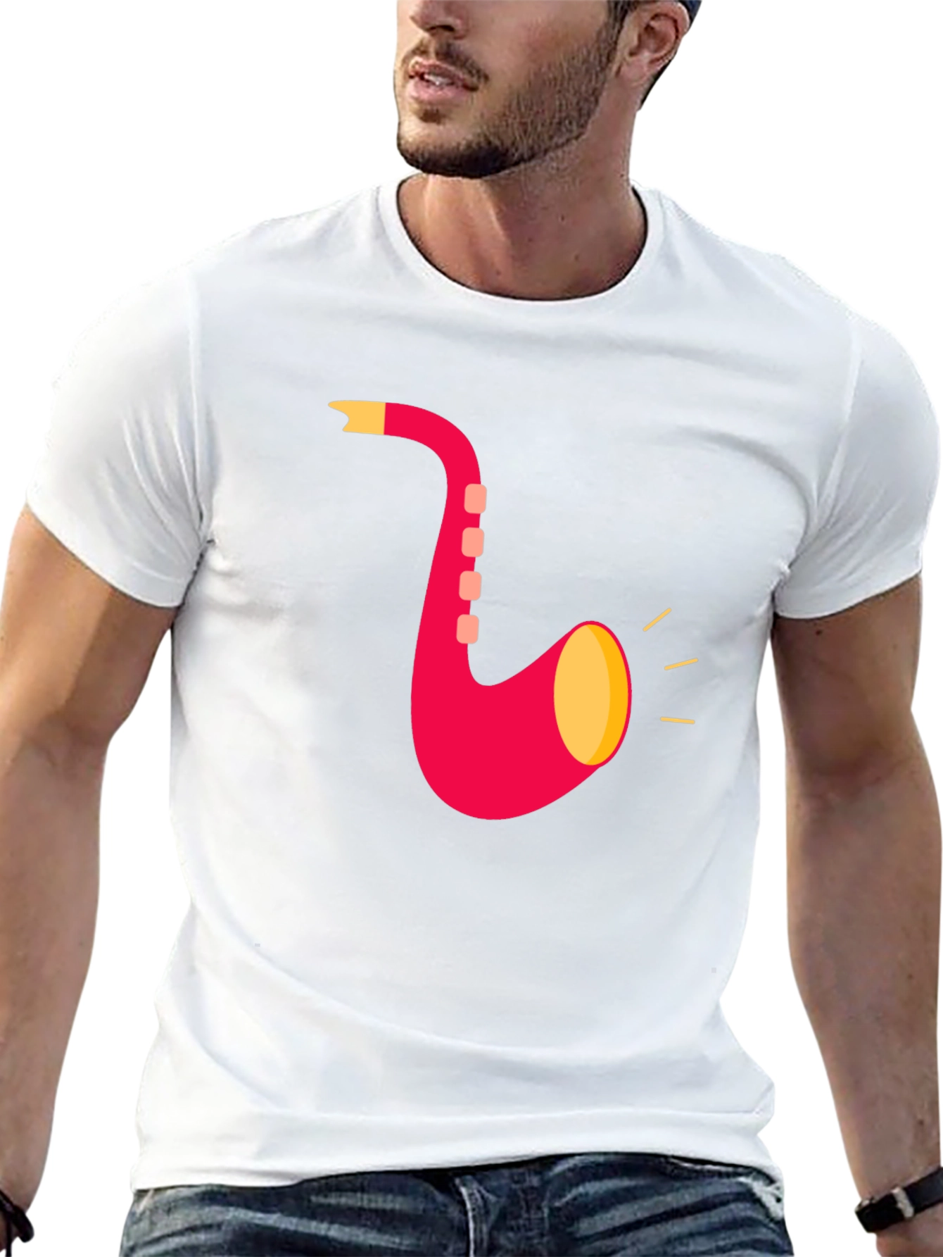 Saxophone Graphic T-Shirt - Black Cotton Tee