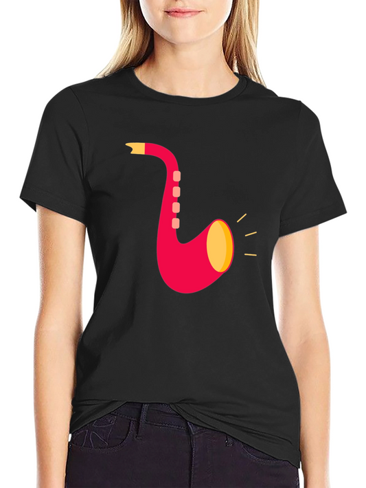 Saxophone Graphic T-Shirt - Black Cotton Tee