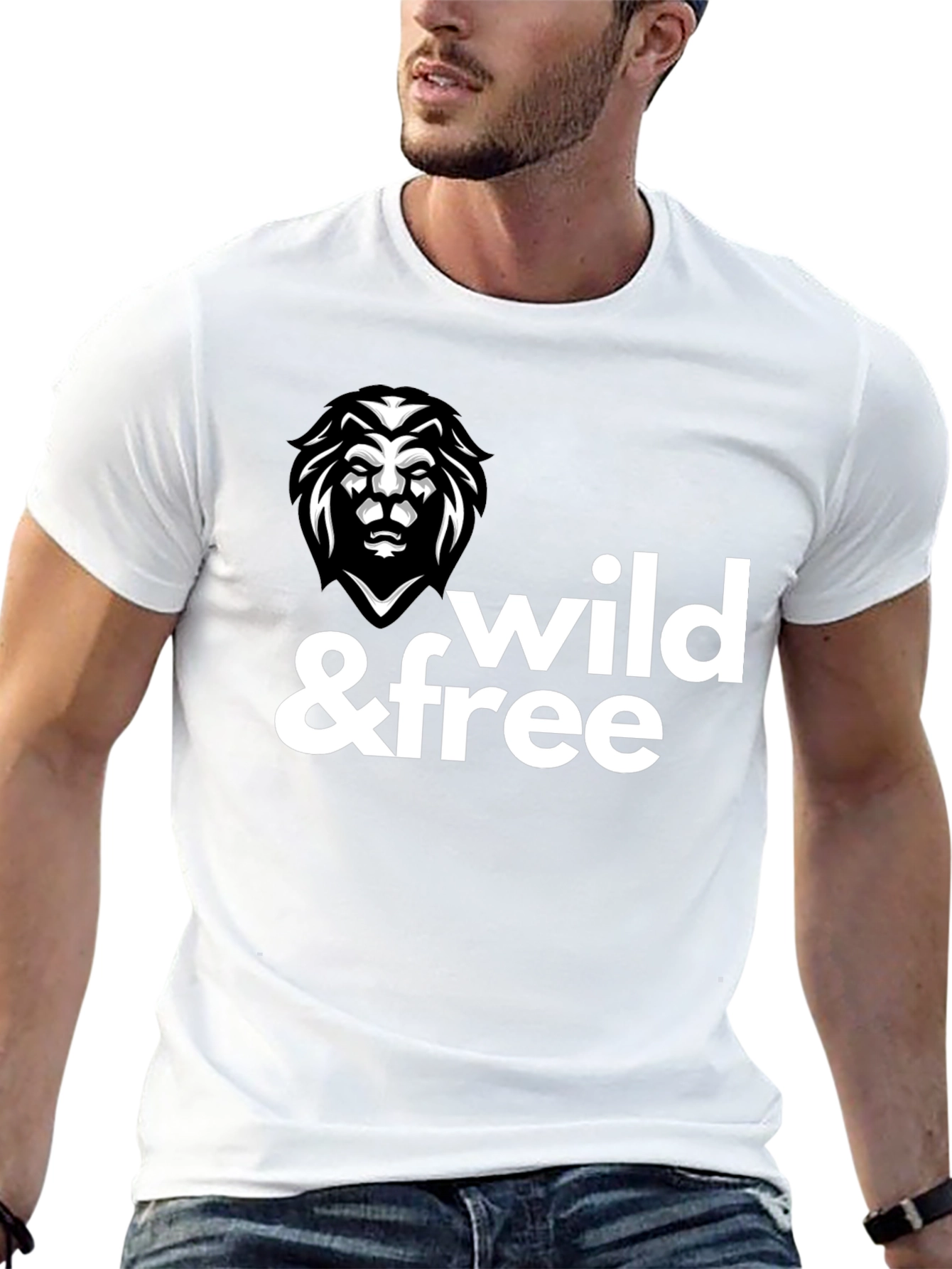 Wild & Free Lion Graphic Tee - Modern Style