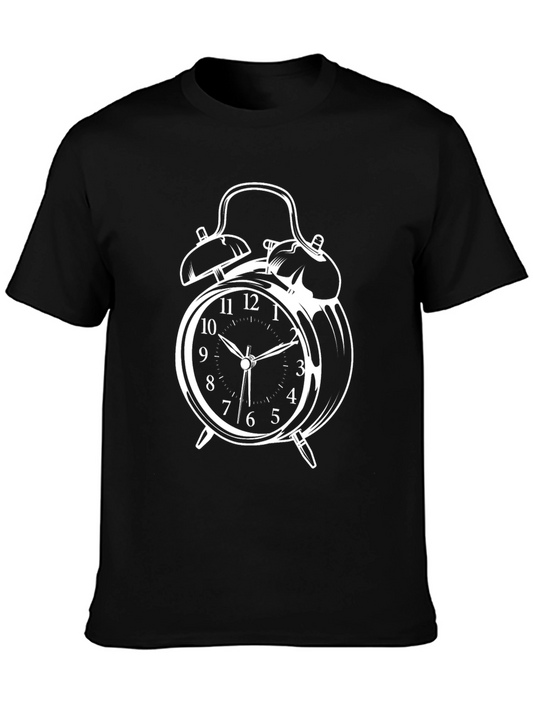 Alarm Clock Graphic T-Shirt - Black Cotton Tee