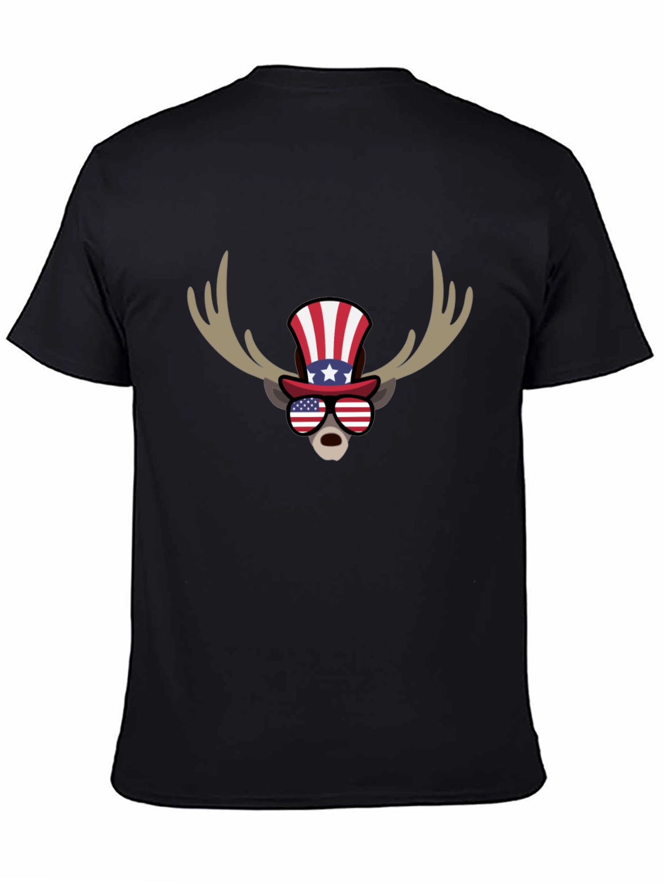 Patriotic Moose Graphic T-Shirt - American Flag