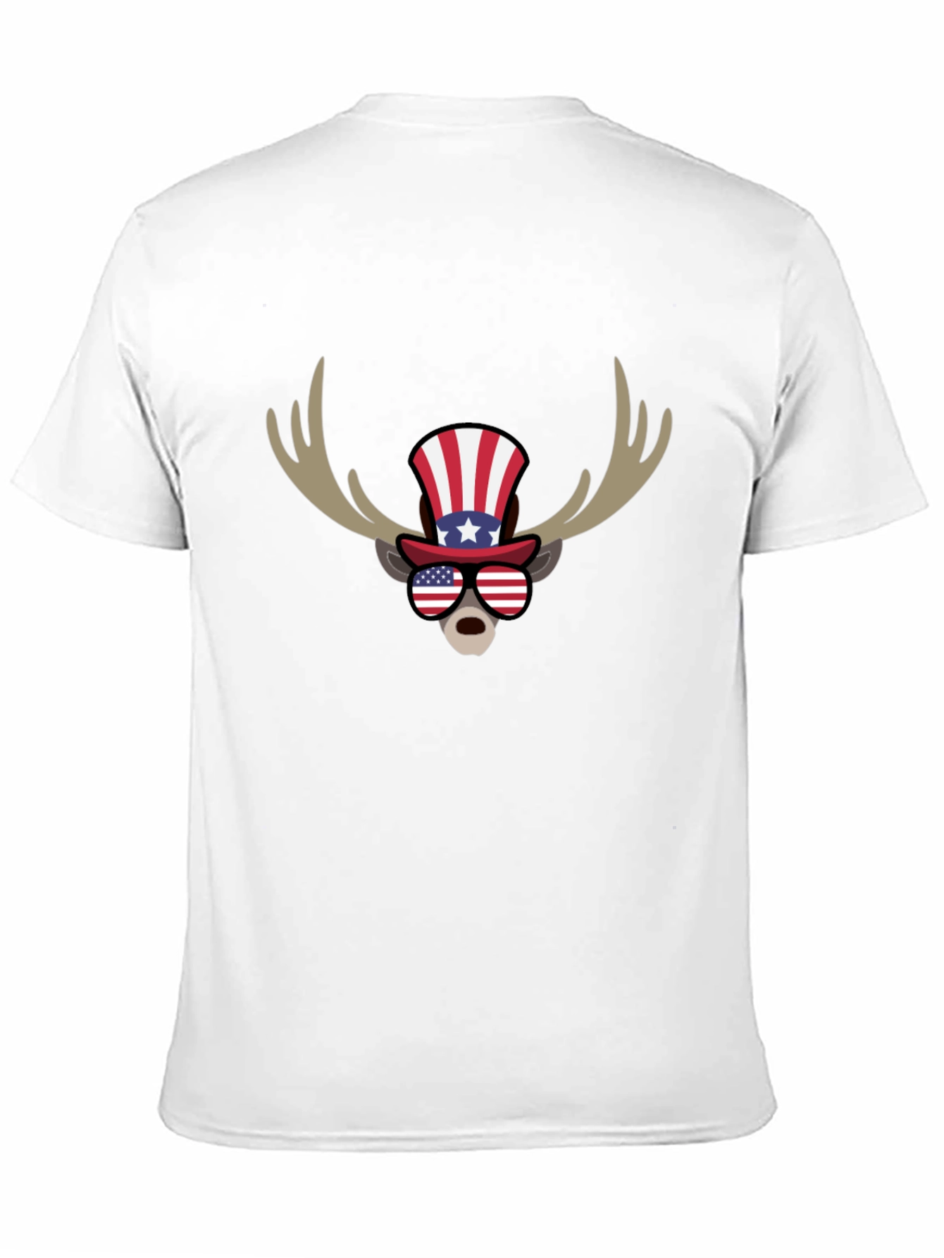 Patriotic Moose Graphic T-Shirt - American Flag