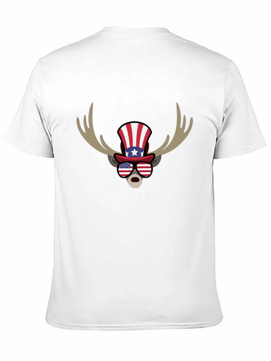 Patriotic Moose Graphic T-Shirt - American Flag