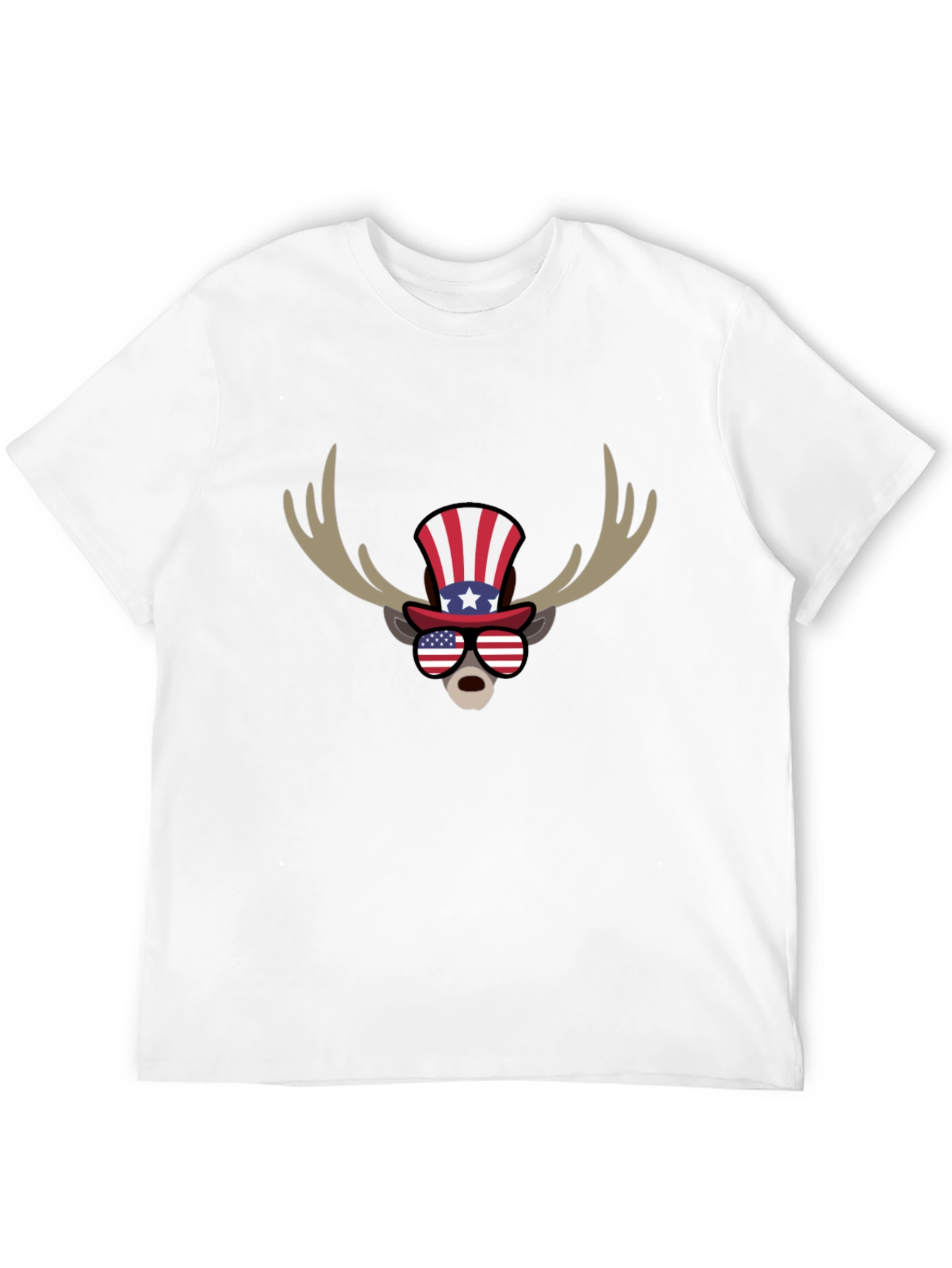 Patriotic Moose Graphic T-Shirt - American Flag
