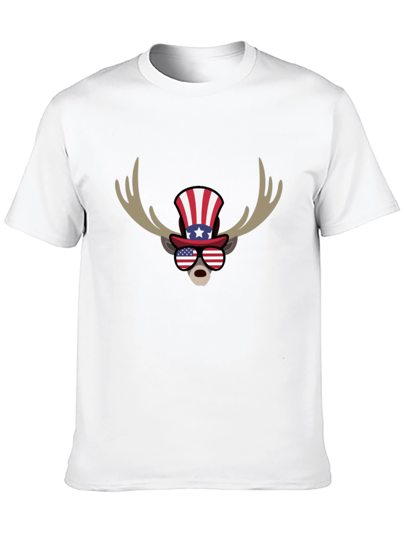 Patriotic Moose Graphic T-Shirt - American Flag