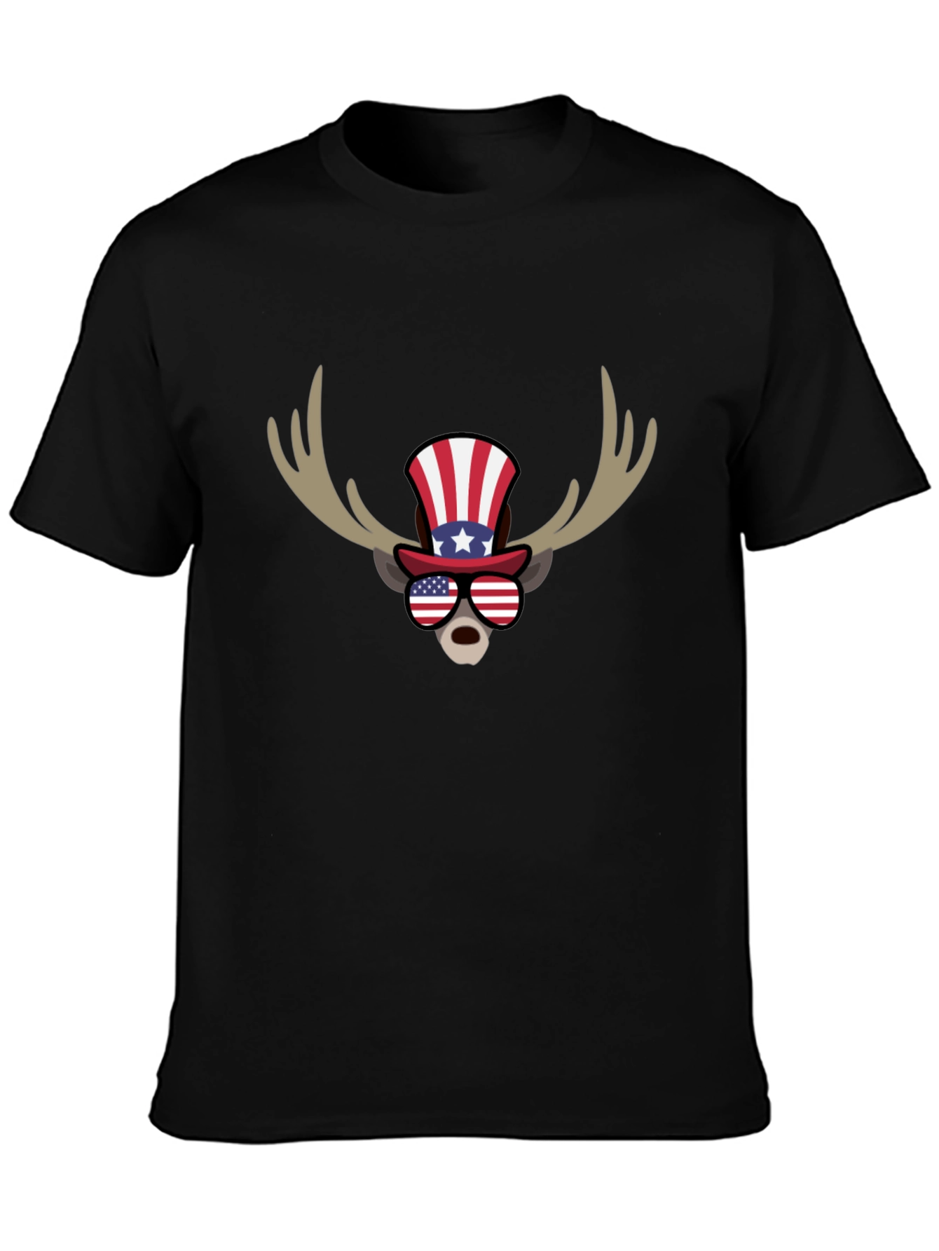 Patriotic Moose Graphic T-Shirt - American Flag