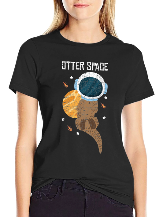 Otter Space T-Shirt - Astronaut Otter in Space