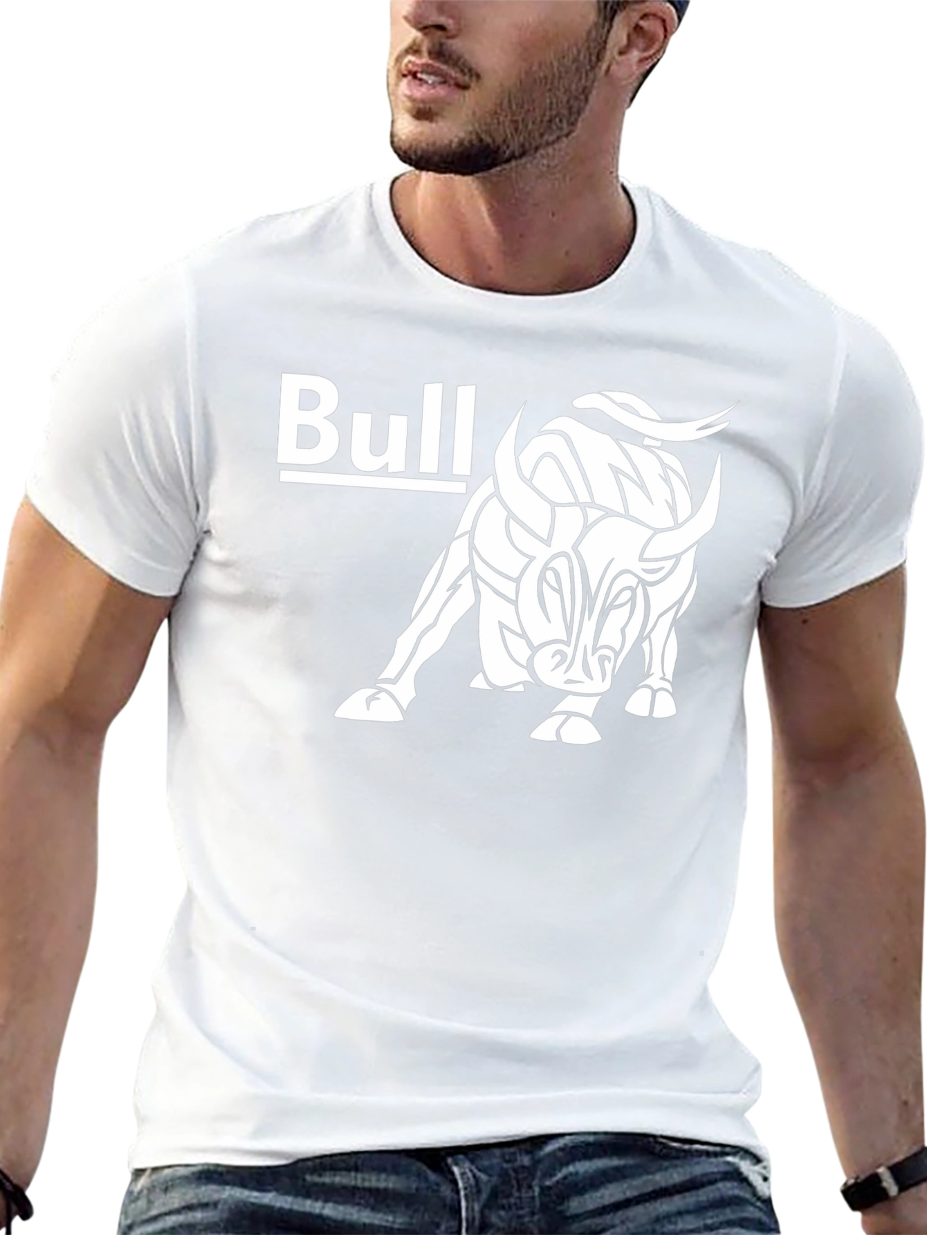 Bull Graphic Print Tee - Black