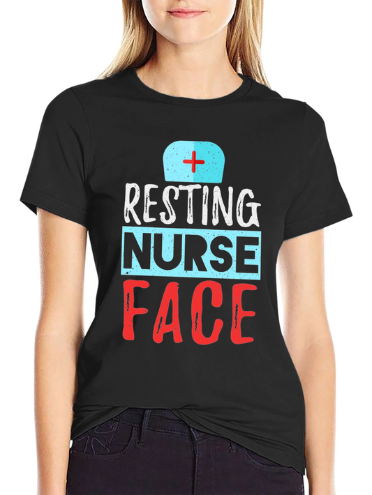 Resting Nurse Face Graphic T-Shirt - Black