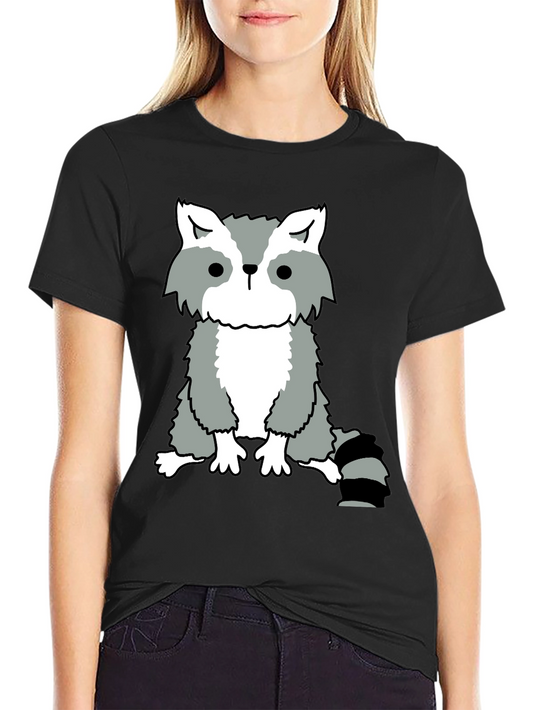 Raccoon Graphic Tee - Casual Black Cotton T-Shirt