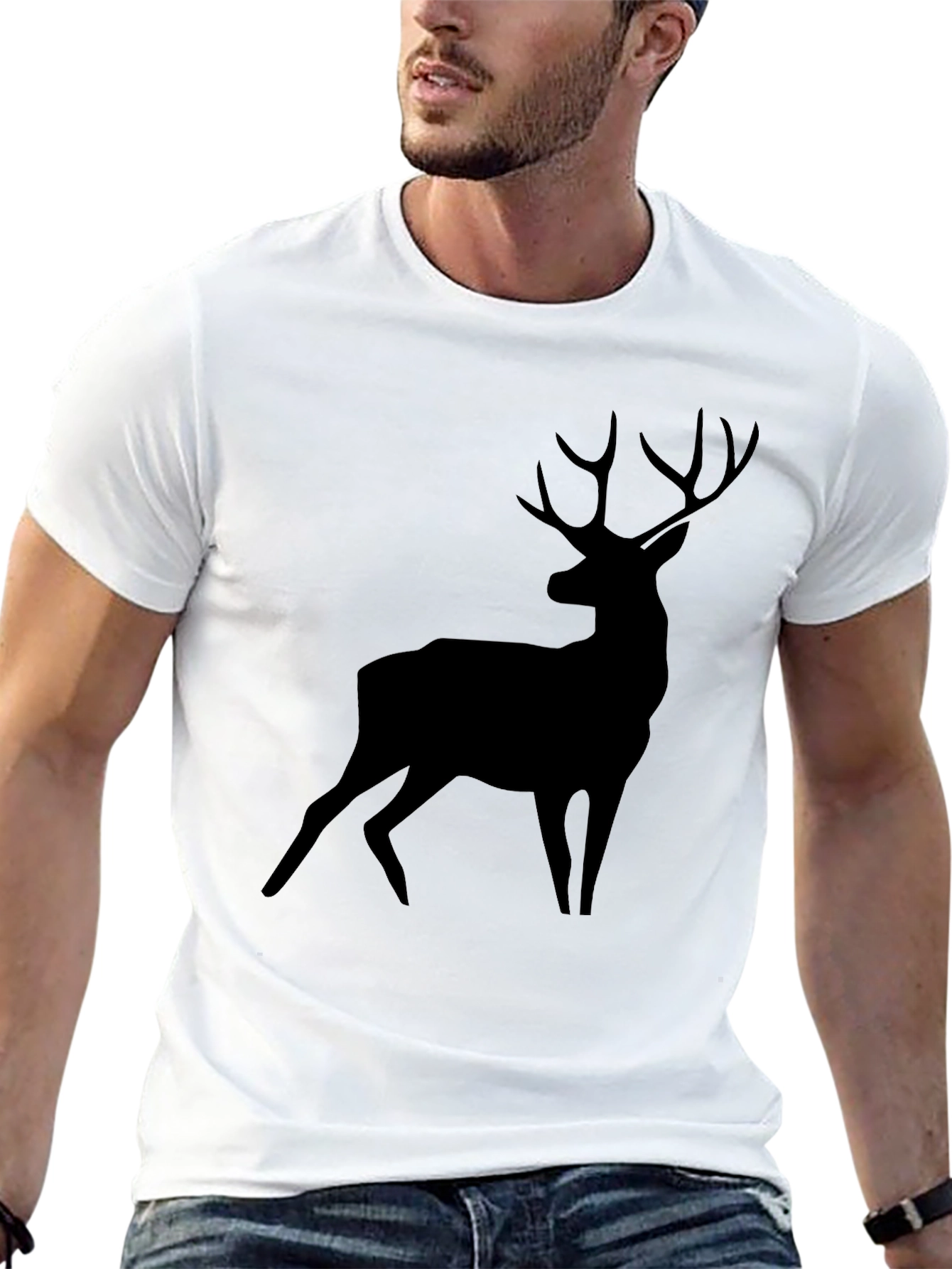Deer Silhouette Black T-Shirt - Unisex Casual Wear