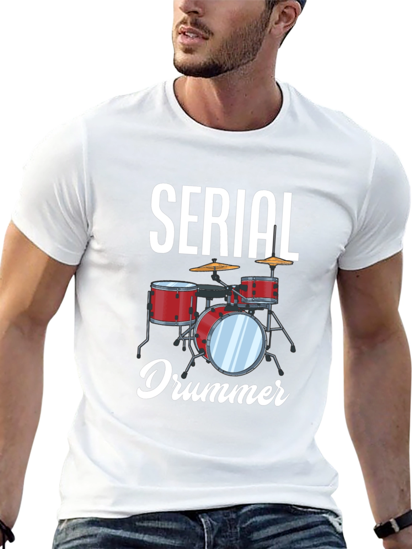 Serial Drummer Graphic Tee - Black Cotton T-Shirt