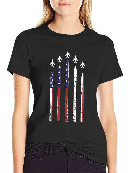 American Flag Jet Fighter T-Shirt