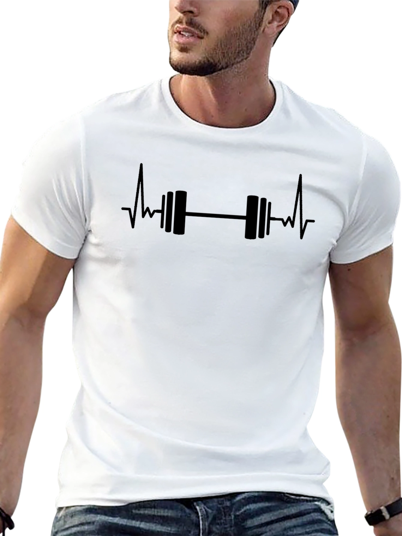 Weightlifting Heartbeat Graphic Tee - Gym Motivation