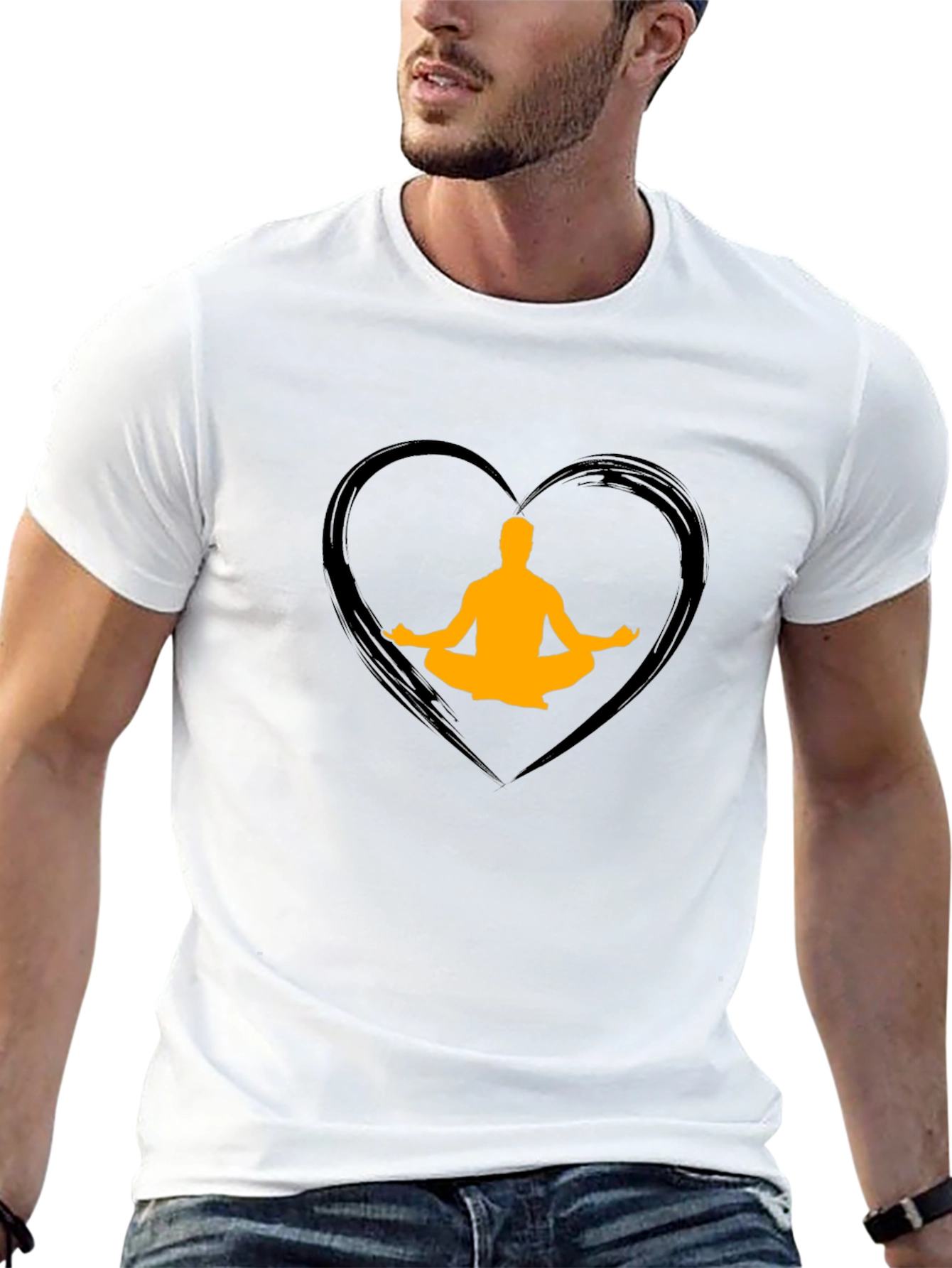 Yoga Heart Graphic Tee - Mens Black T-Shirt