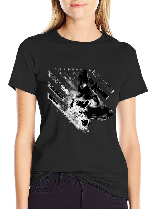 German Shepherd US Flag Graphic Tee