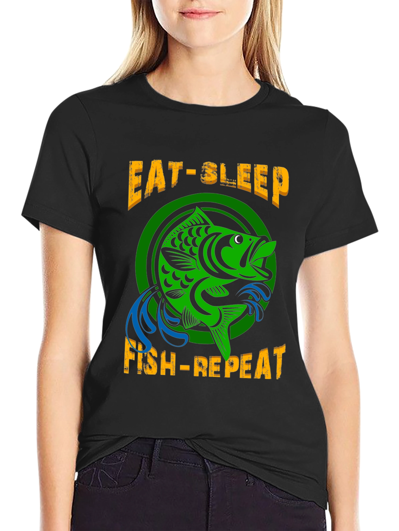 Eat Sleep Fish Repeat Graphic T-Shirt