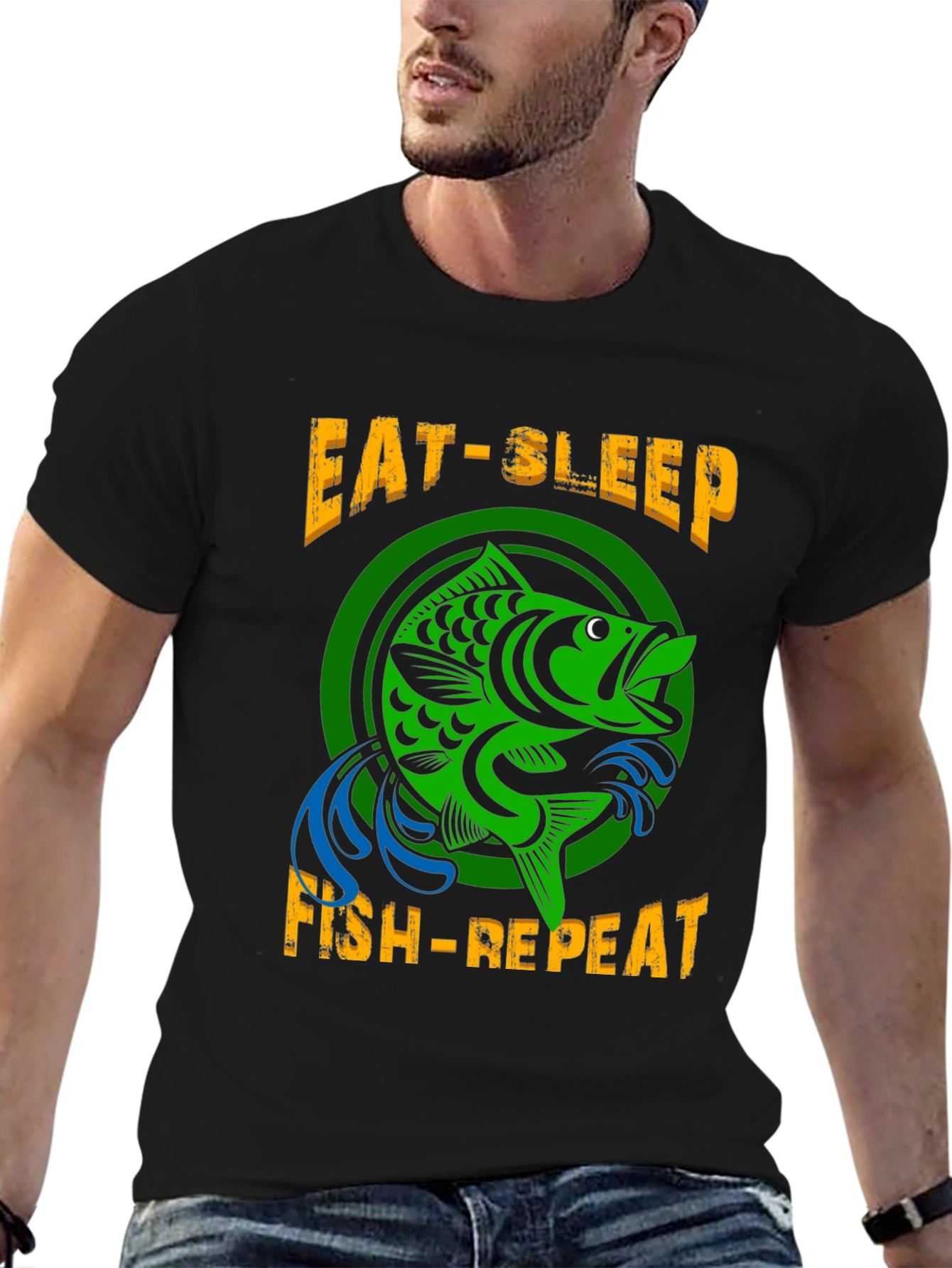 Eat Sleep Fish Repeat Graphic T-Shirt
