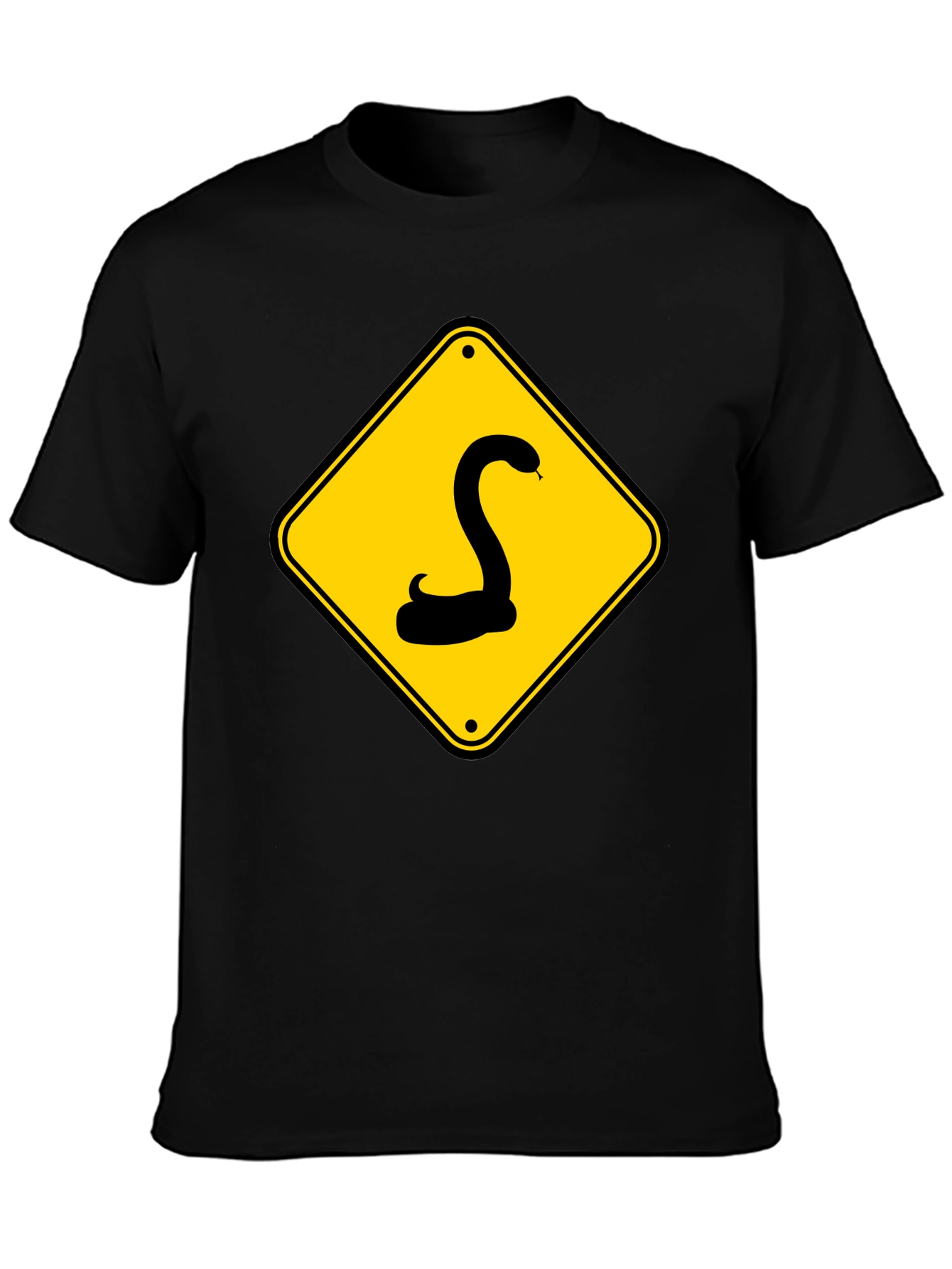 Snake Warning Sign Graphic Tee - Black Cotton