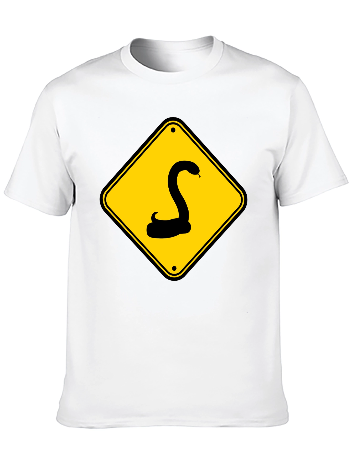 Snake Warning Sign Graphic Tee - Black Cotton