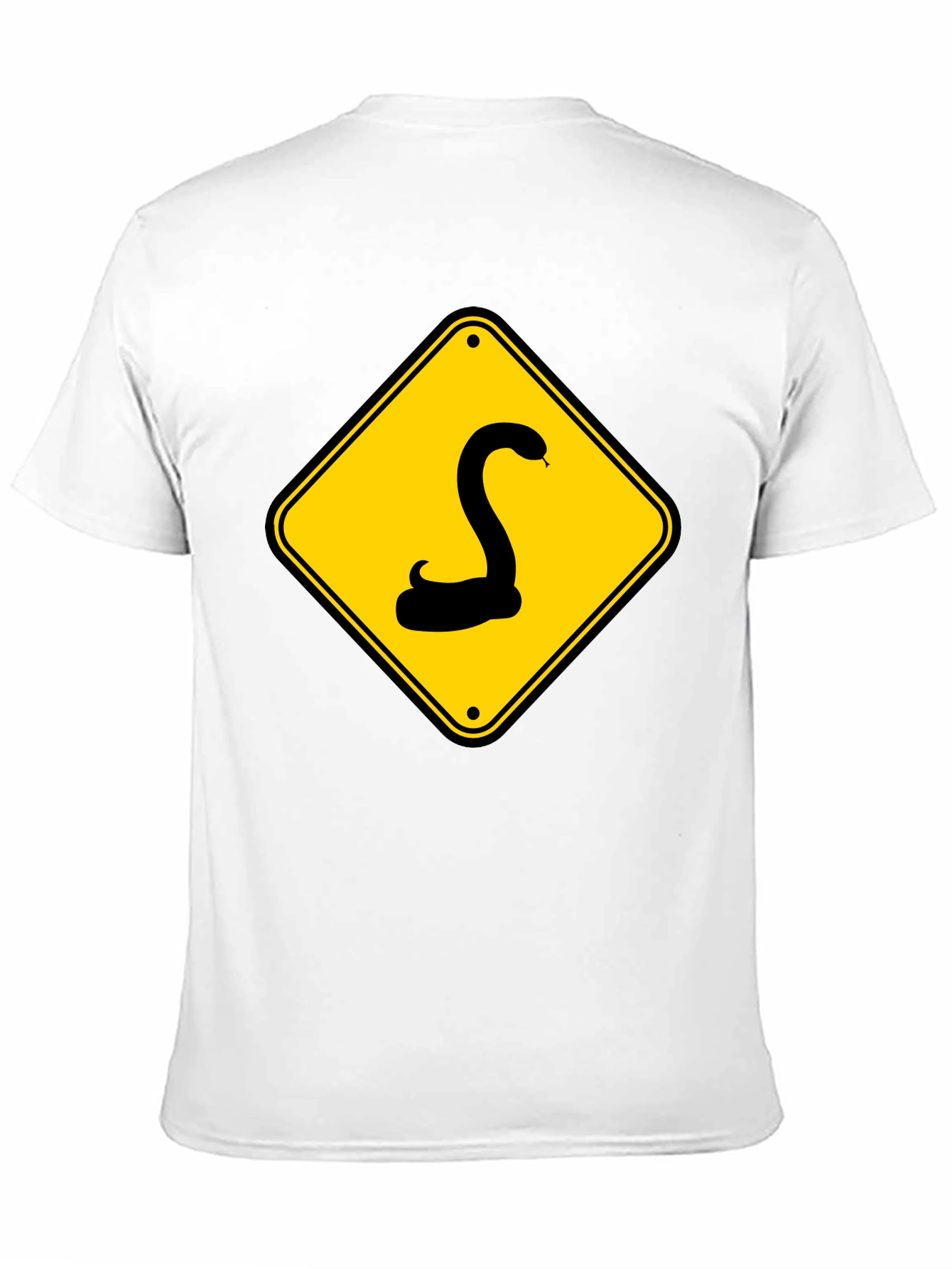 Snake Warning Sign Graphic Tee - Black Cotton