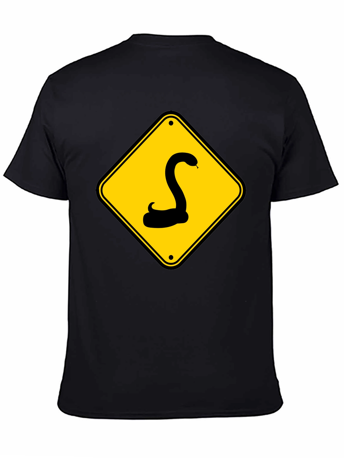 Snake Warning Sign Graphic Tee - Black Cotton