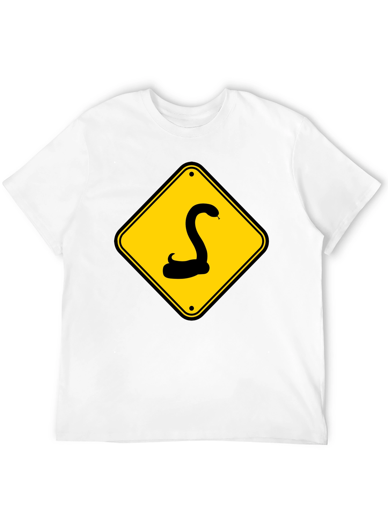 Snake Warning Sign Graphic Tee - Black Cotton