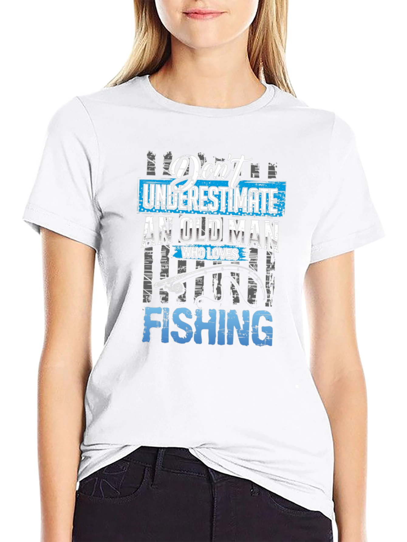 Dont Underestimate Old Man Fishing Graphic Tee