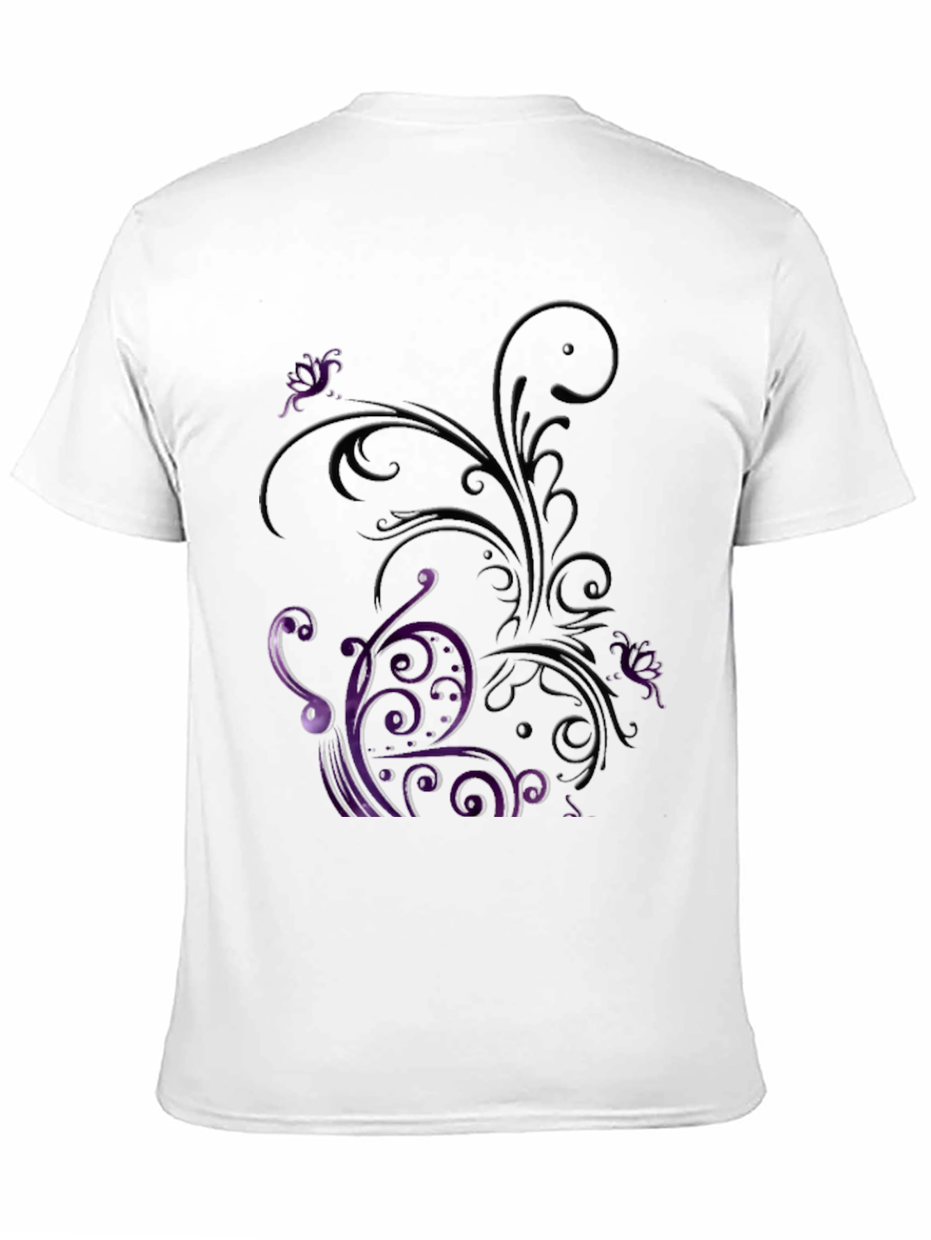 Floral Scrollwork Graphic Tee - Black