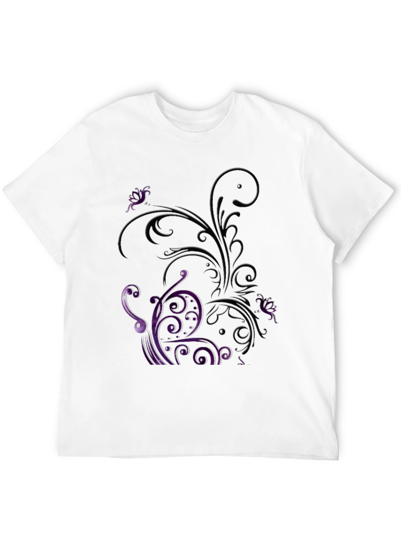 Floral Scrollwork Graphic Tee - Black
