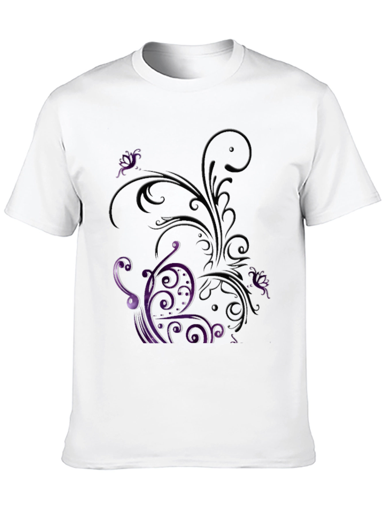 Floral Scrollwork Graphic Tee - Black