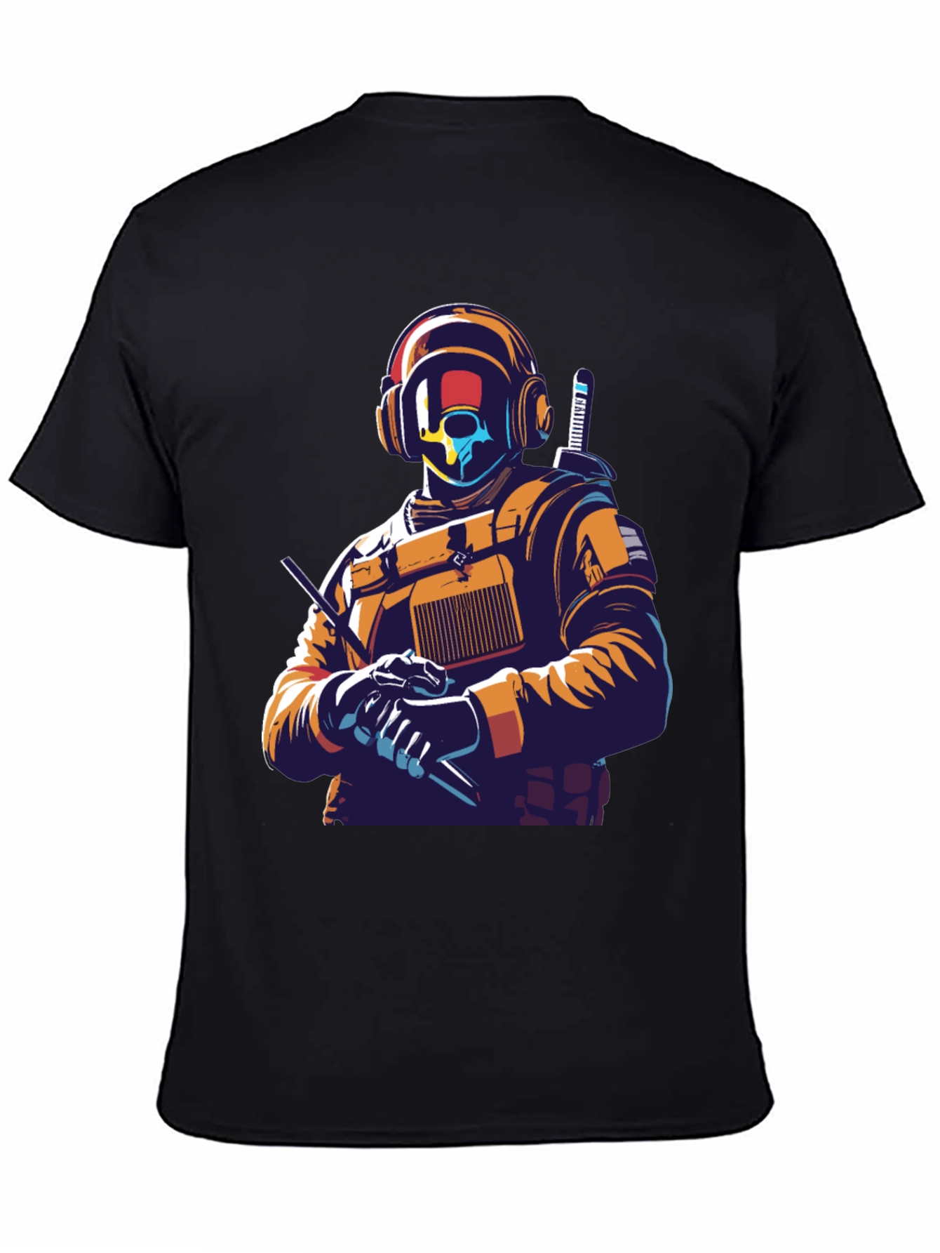 Tactical Soldier Graphic Print Black T-Shirt
