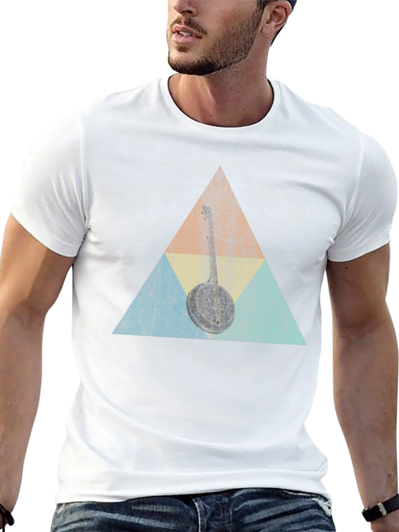 Banjo Triangle Graphic Tee - Retro Musical T-Shirt