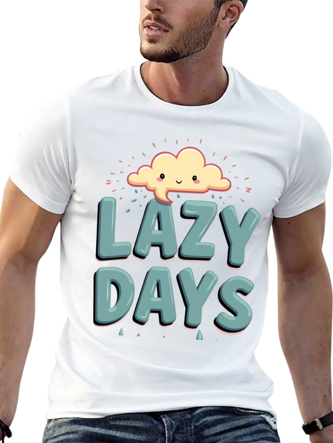 Lazy Days Graphic T-Shirt - Black Cotton Casual Tee