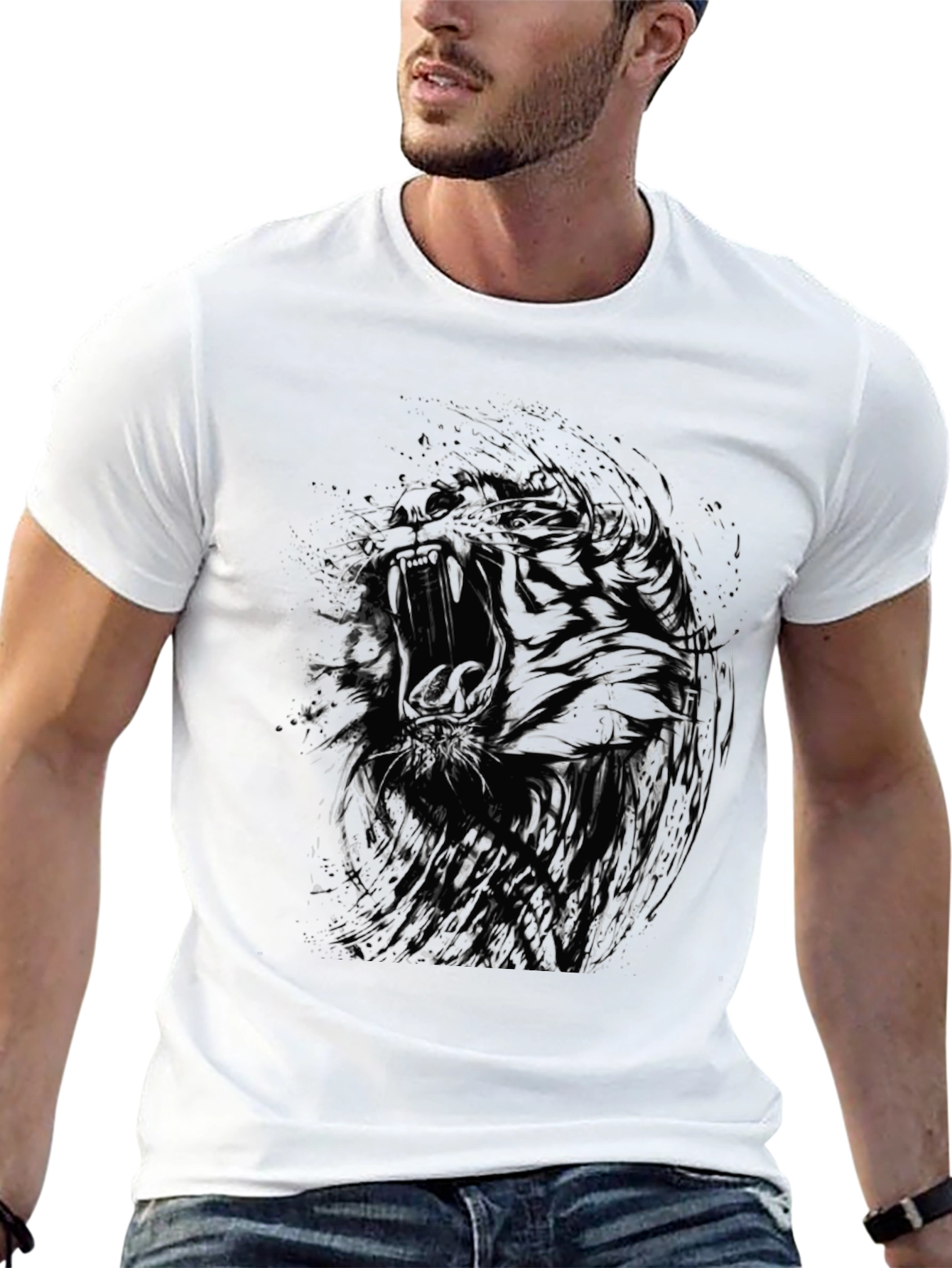 Abstract Graphic Print Black T-Shirt