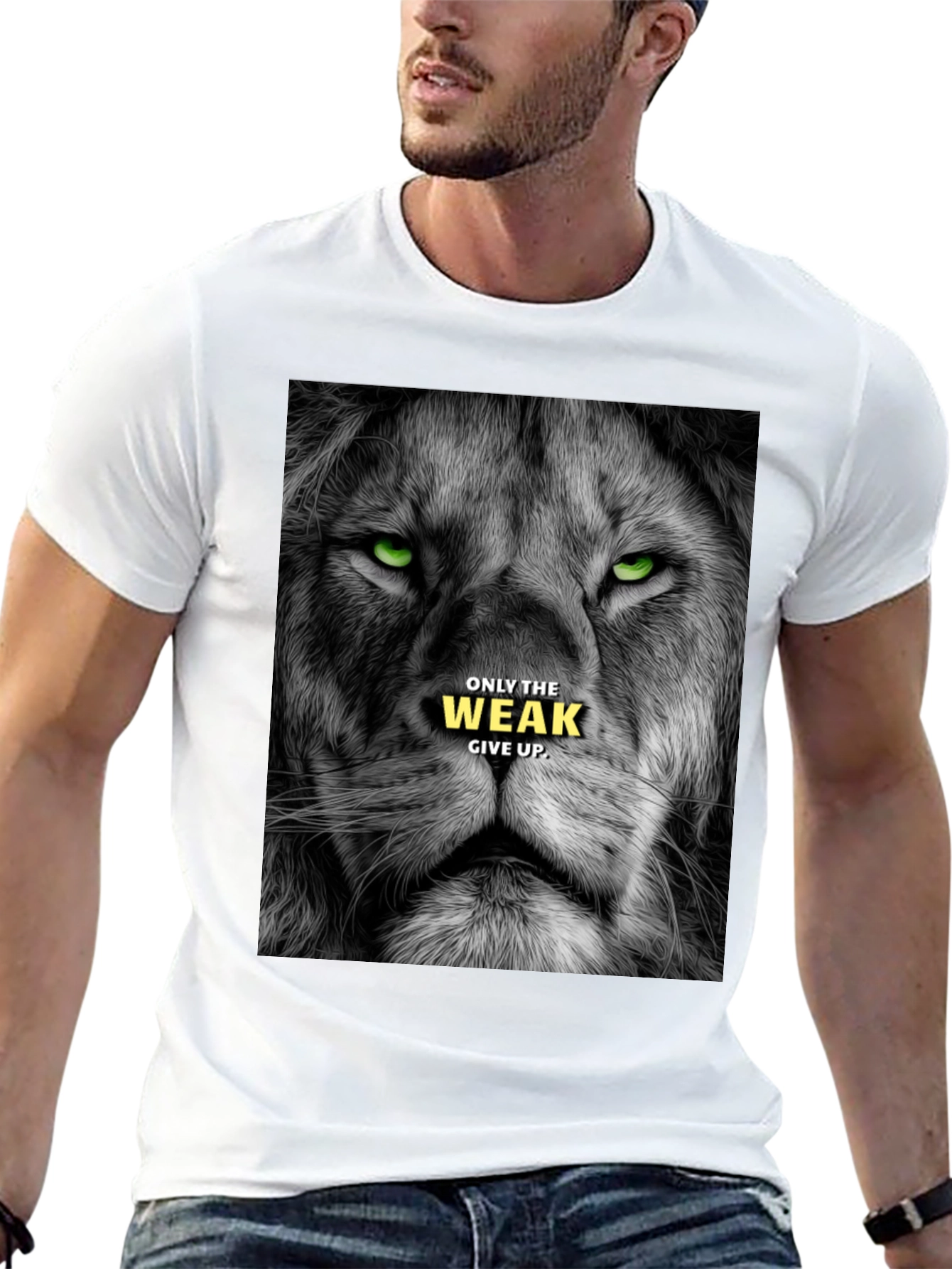 Lion Graphic Tee: Only The Weak Give Up