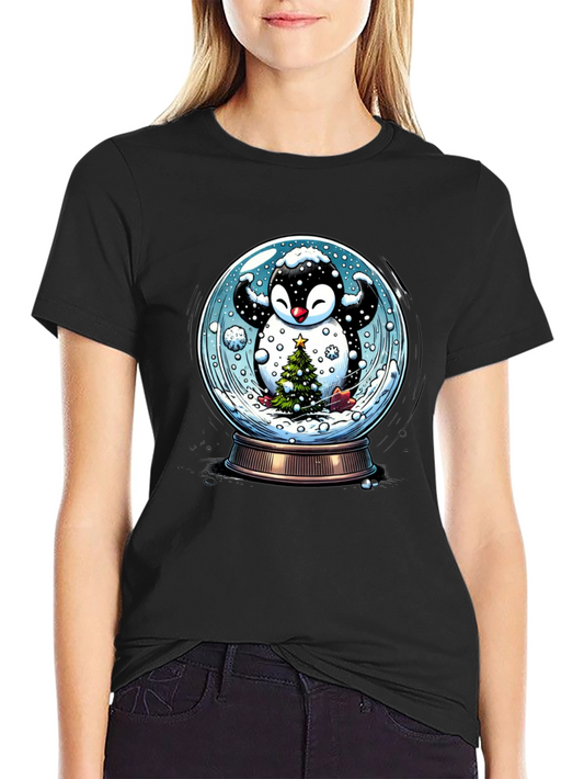 Festive Penguin Snow Globe Graphic Tee