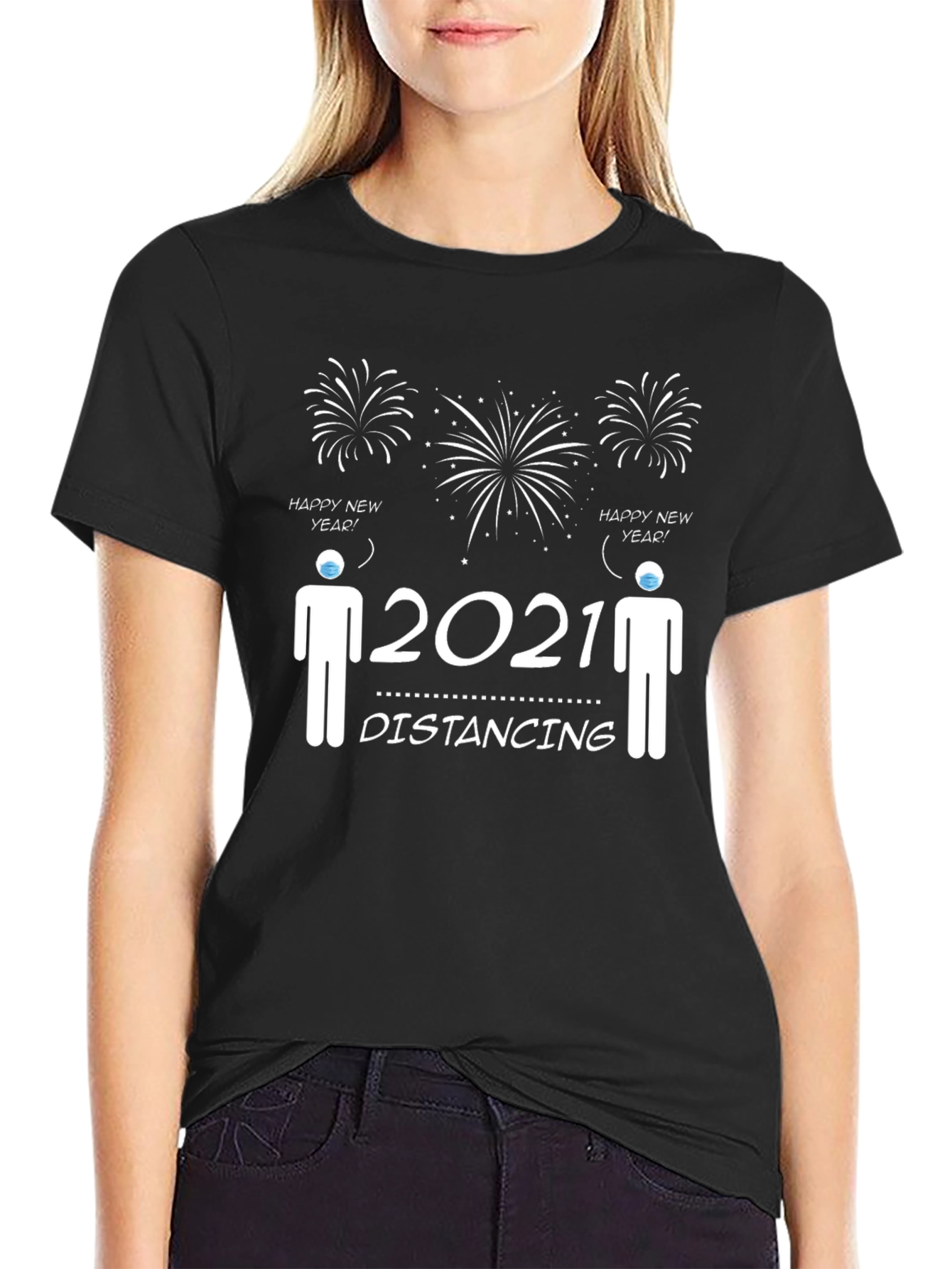 Social Distancing 2021 Happy New Year T-Shirt