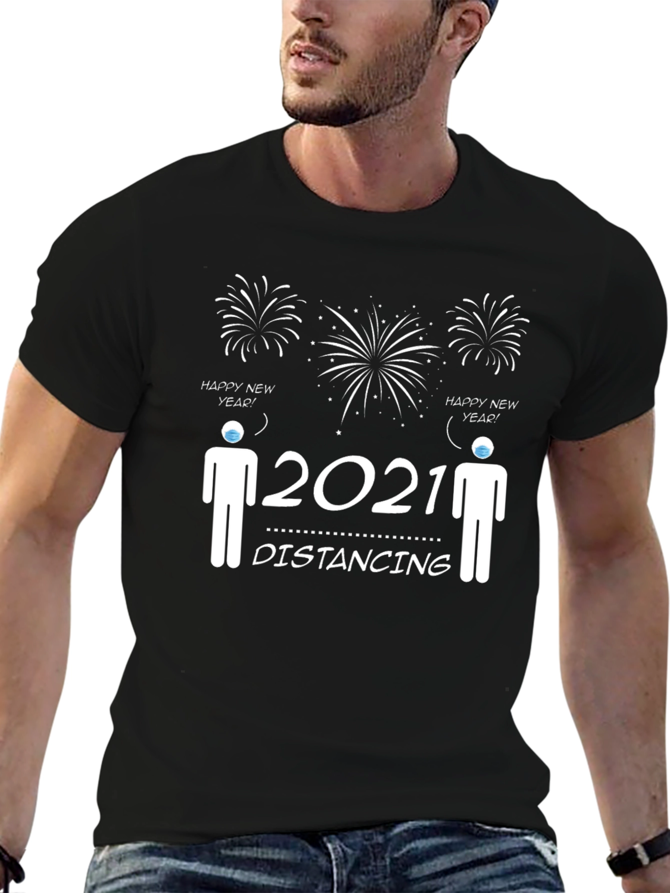 Social Distancing 2021 Happy New Year T-Shirt