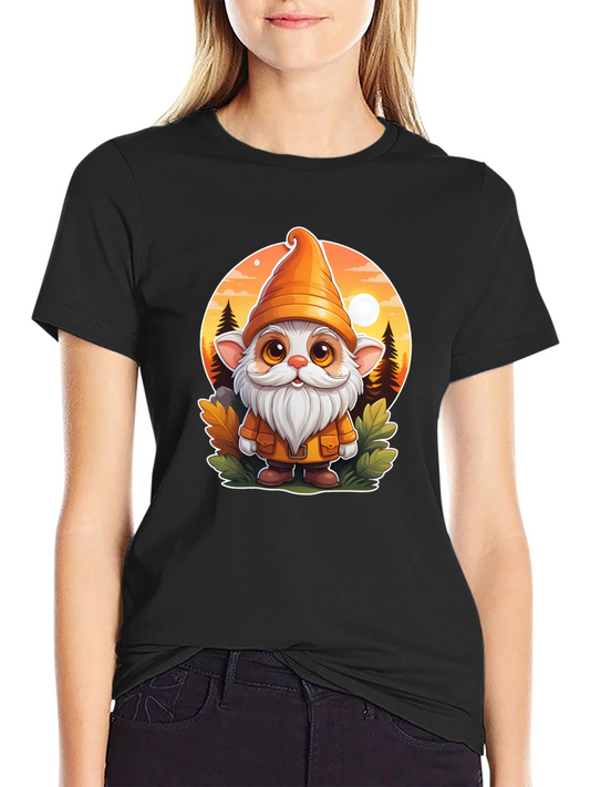 Whimsical Gnome Graphic Tee - Unisex Black T-Shirt