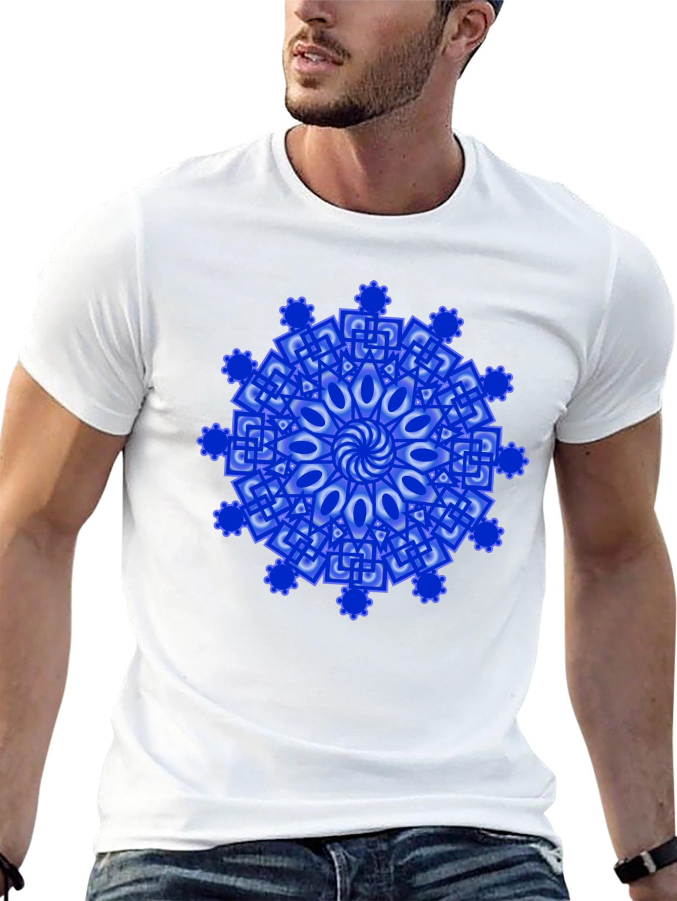 Blue Mandala Graphic T-Shirt - Artistic Design