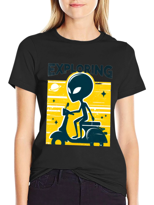 Alien Scooter Graphic T-Shirt - Exploring Tee