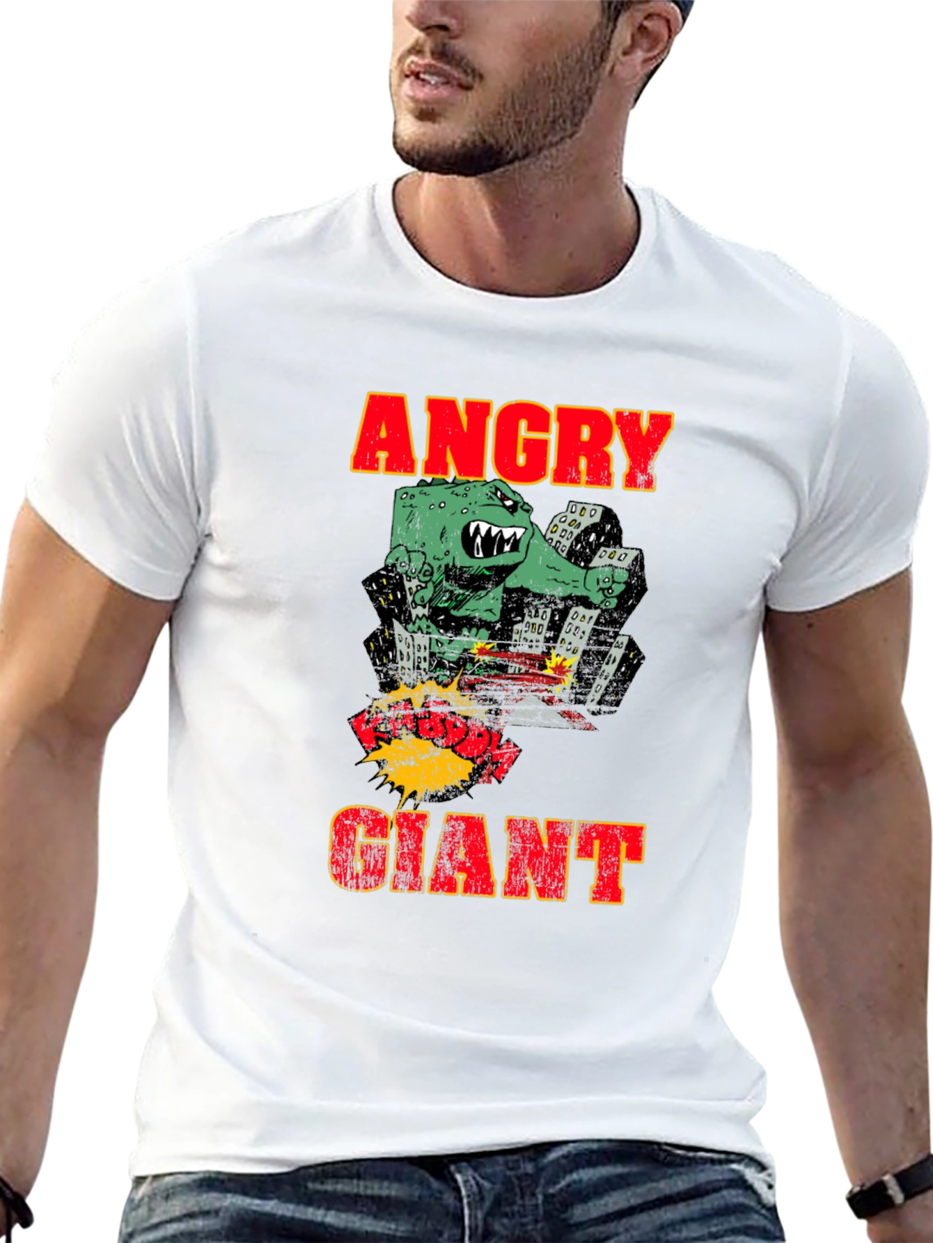 Angry Giant Monster Graphic Print T-Shirt
