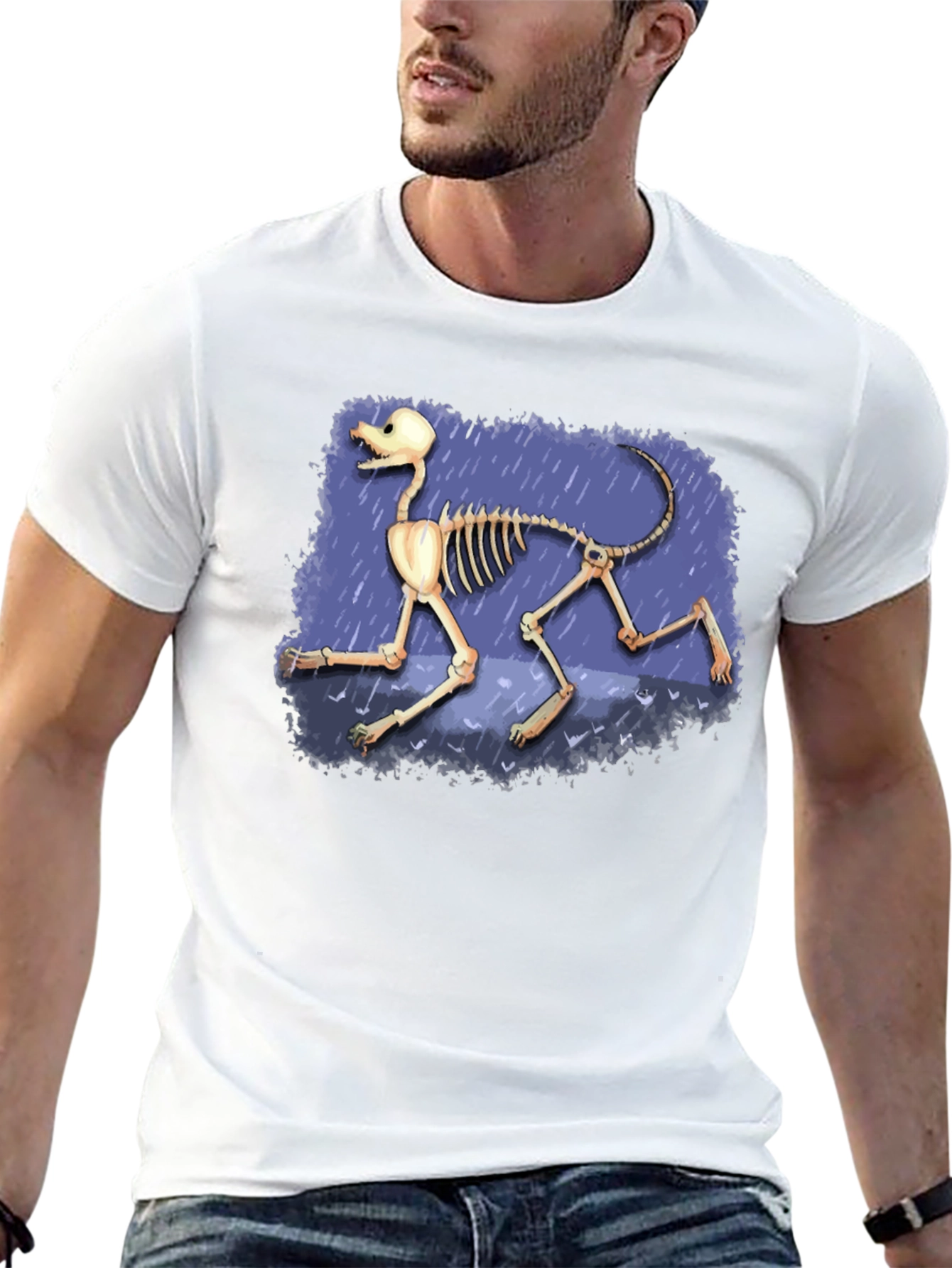Dog Skeleton Graphic Tee - Black