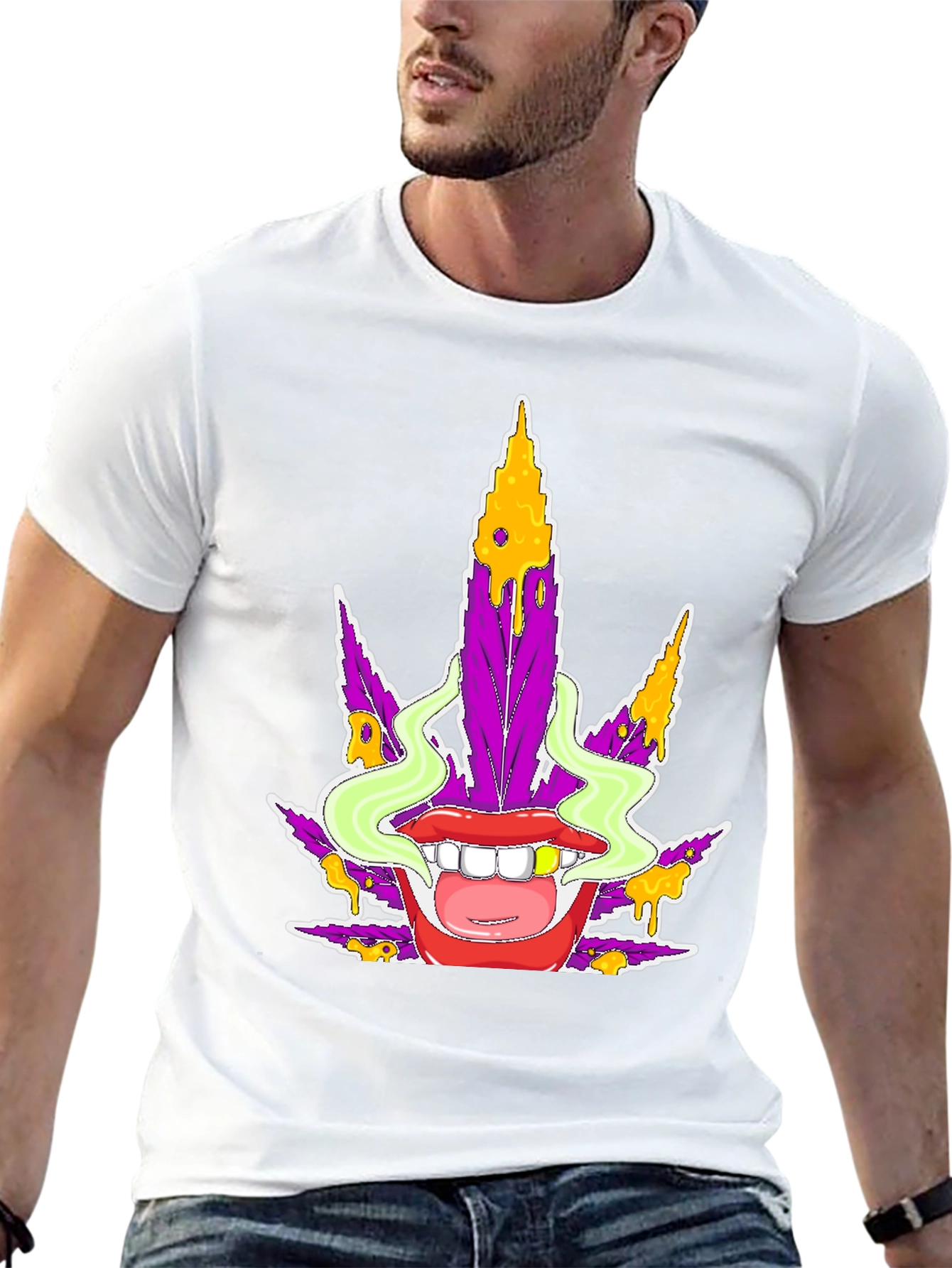 Funky Marijuana Leaf Graphic T-Shirt - Unisex