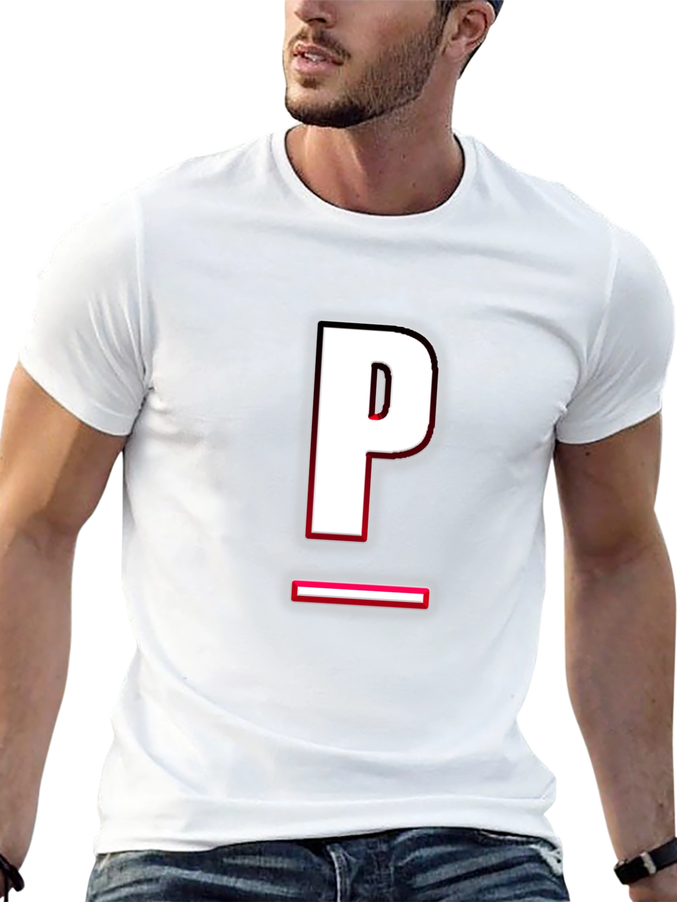 Modern Black T-Shirt with Letter P Design